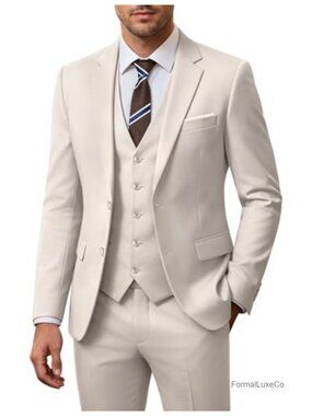 Men's 3 Piece Slim Fit Suit Set Jacket Vest Pants Wedding Prom Tuxedo